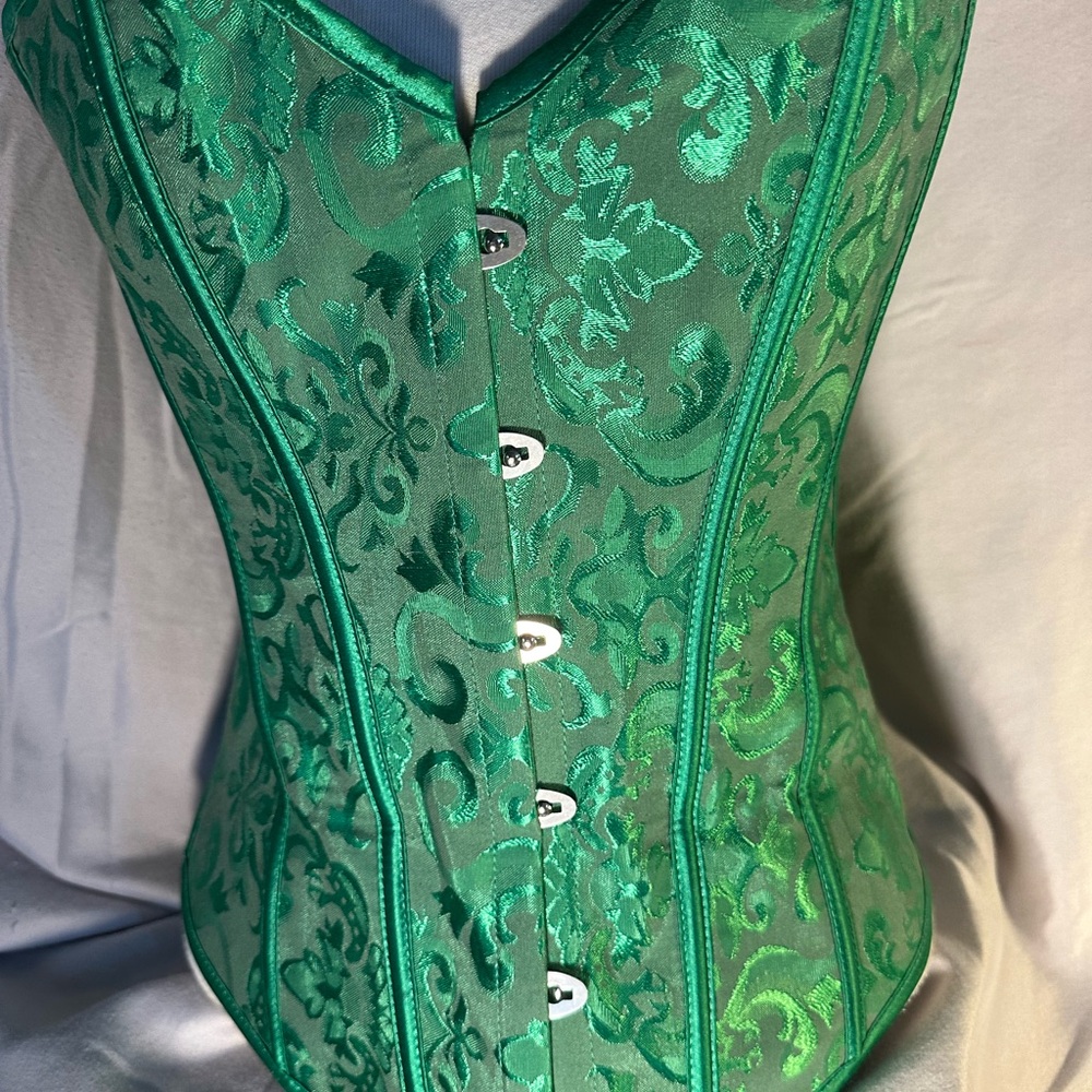 Green Brocade Corset. Perfect for St Patrick’s Day!  Order now!! Size S
